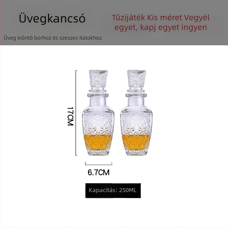 Kristályüvegű dekanter fedővel borhoz és whiskyhez