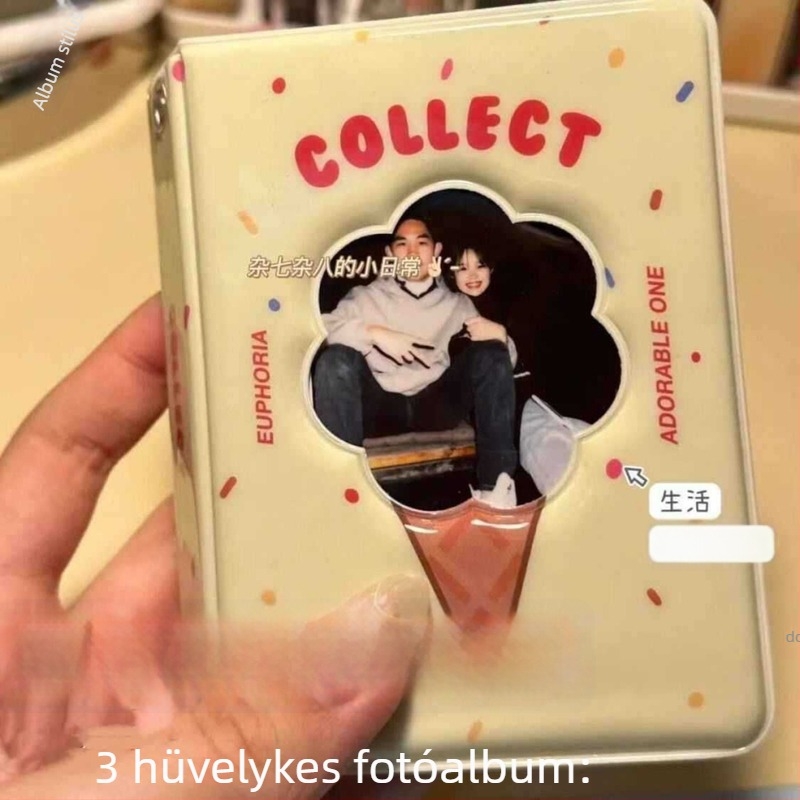 3 hüvelykes Polaroid fotóalbum tároló, mini aranyos Instagram-stílusú kártyatartó virágos kivágásokkal