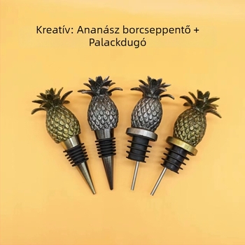 Ananász alakú cinköntvényből készült boros töltő és dugó – Ananász alakú dugó vörösborhoz