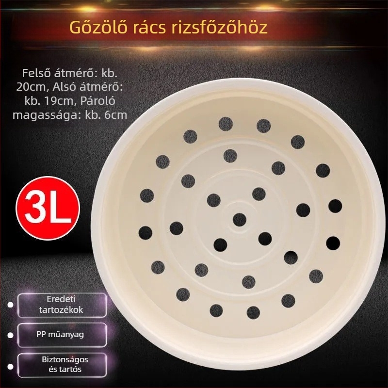 Midea/Supor rizsfőzőhöz univerzális gőzölő rács, műanyag gőzölő tálca, 3L–5L, tartozékok