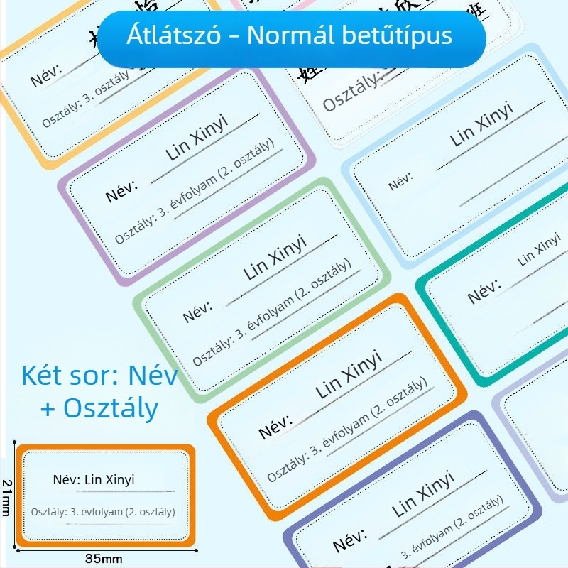 Gyerekeknek szóló név- és osztálykód matricák, vízálló címkék óvodába és általános iskolába, testreszabható