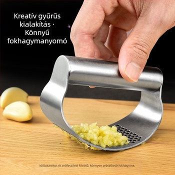 430 rozsdamentes acél fokhagyma prés készlet kézi körkörös hámozóval és fokhagymapürítővel