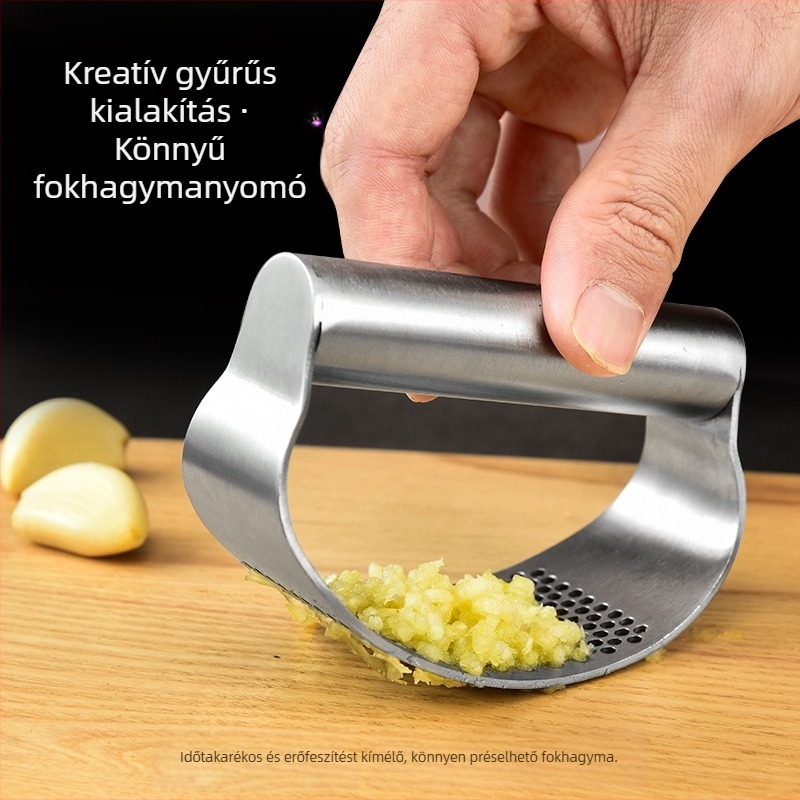 430 rozsdamentes acél fokhagyma prés készlet kézi körkörös hámozóval és fokhagymapürítővel
