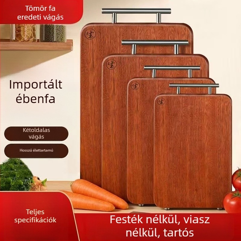 Ébenfa vágódeszka, masszív, tartós, kétoldalas konyhai vágódeszka otthoni használatra, csúszásmentes