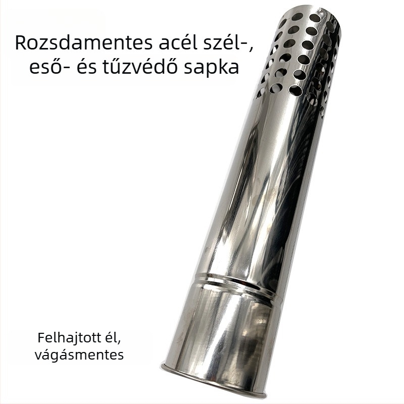 Rozsdamentes acél kéménycső szikrafogó könyökkel kültéri fahasználathoz – szél- és esőálló sapka, sátor kiegészítő