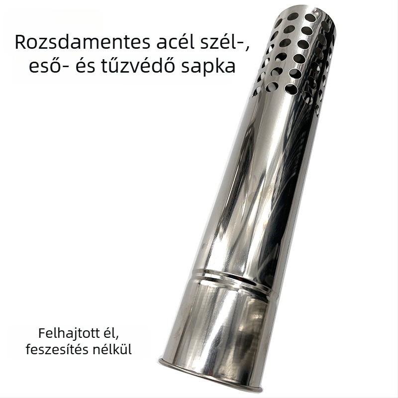 Rozsdamentes acél kéménycső szikrafogó könyökkel kültéri fahasználathoz – szél- és esőálló sapka, sátor kiegészítő