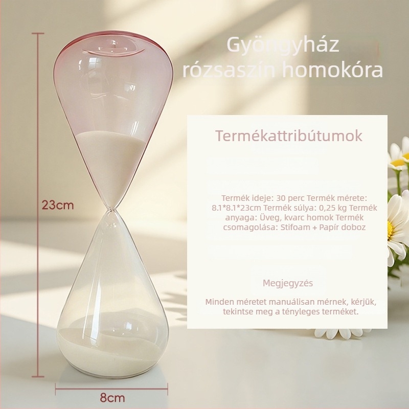 Gyöngyházfényű színes üveg homokóra – asztali dísz, otthoni dekoráció