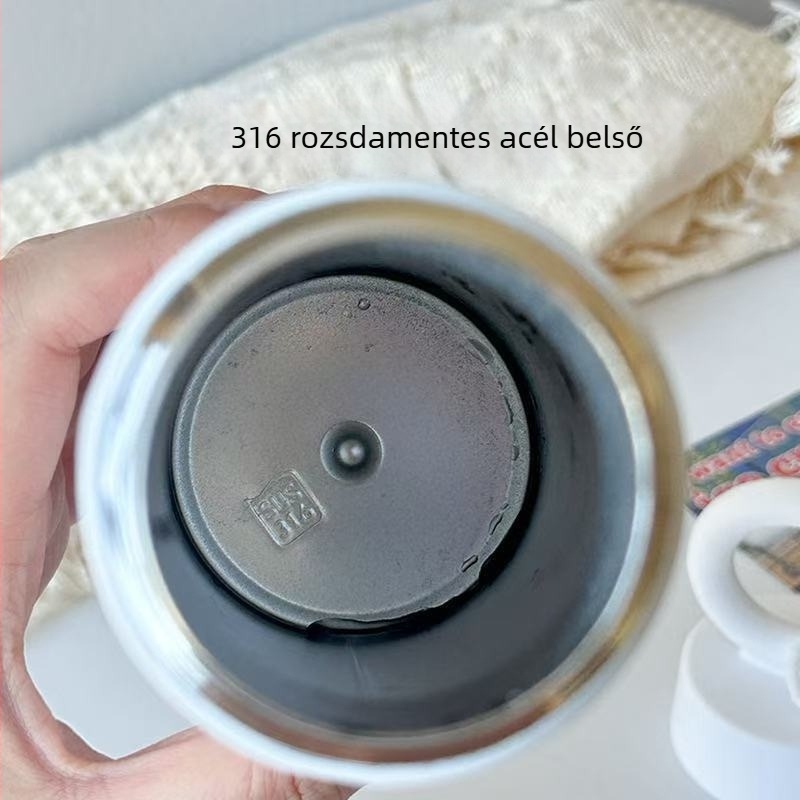 Új, stílusos virágszirom formájú pohár, 316 rozsdamentes acélból, termosz, hordozható fogantyúval