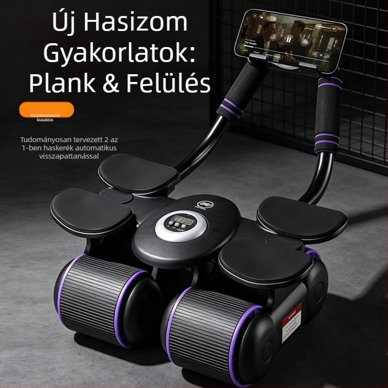 Automatikus visszapattanó haskerék hasizom-gyakorlatokhoz, könyöktámaszos, otthoni fitnesz eszköz