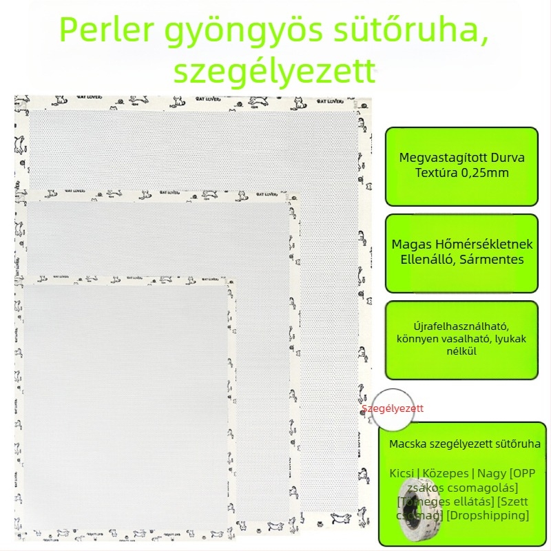 Kézzel készített gyöngyvasaló kendő, szegélyezett szélekkel, rendkívül vastag 0,25 mm, lyukmentes, durva textúra