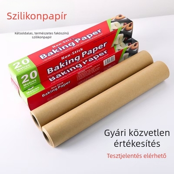 Szilikon-olaj bevonat sütőpapír, természetes fa szín, sárga kraft papír sütéshez és olajfelszívás