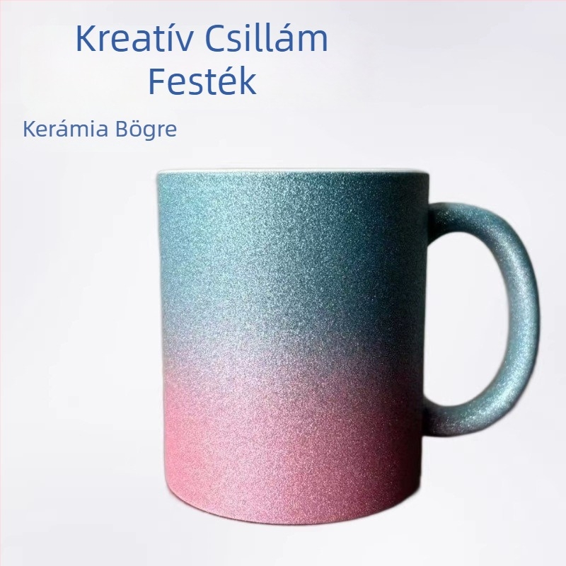 Sublimációhoz készült kerámia bögre ívelt fogantyúval és átmenet színű bevonattal
