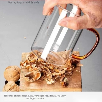Fogantyús boroszilikát üveg pohár, nagy kapacitású teás- és sörös pohár, hőálló otthoni használatra