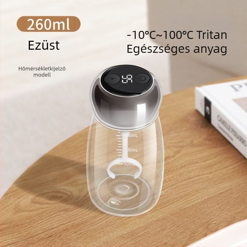 Mini fehérje shaker hőmérséklet kijelzővel, élelmiszer-minőségű Tritan anyagból, újratölthető tejpor keverő pohár