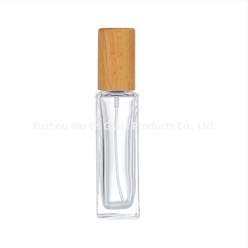 Üvegparfümös üveg fa fedéllel, permetező, utazáshoz – üres üveg (30 ml/10 ml/5 ml/15 ml/20 ml), négyszögletes formájú.