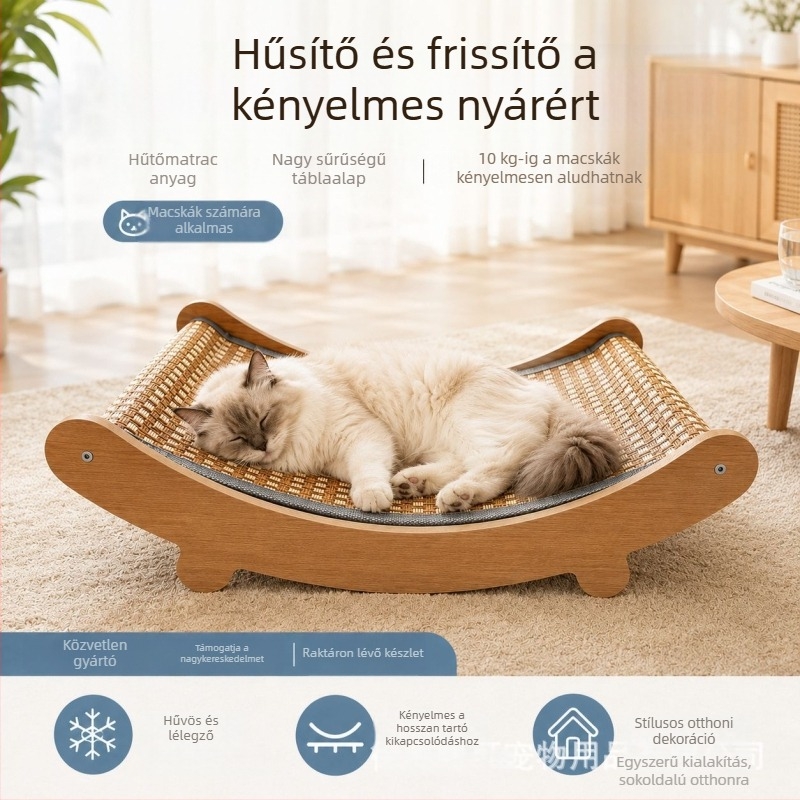 Macska-lounge kanapé beépített karmoló deszkával és ággyal, univerzális macskáknak és kutyáknak, nagy méretű, fejlesztett, szőrmentes