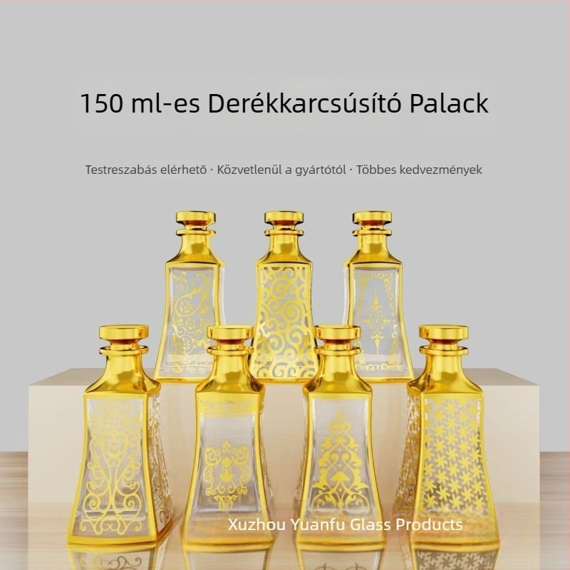 Elektroplattolt arany matt üveg illóolaj üveg, 150 ml – illóolaj bemutató palack és sűrített kozmetikai adagoló palack