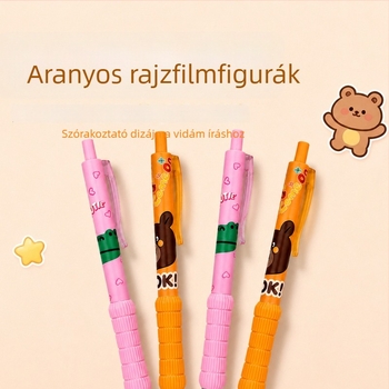 Rajzfilm stílusú pöckös golyóstoll, fekete tinta, 0,5 mm, puha fogás