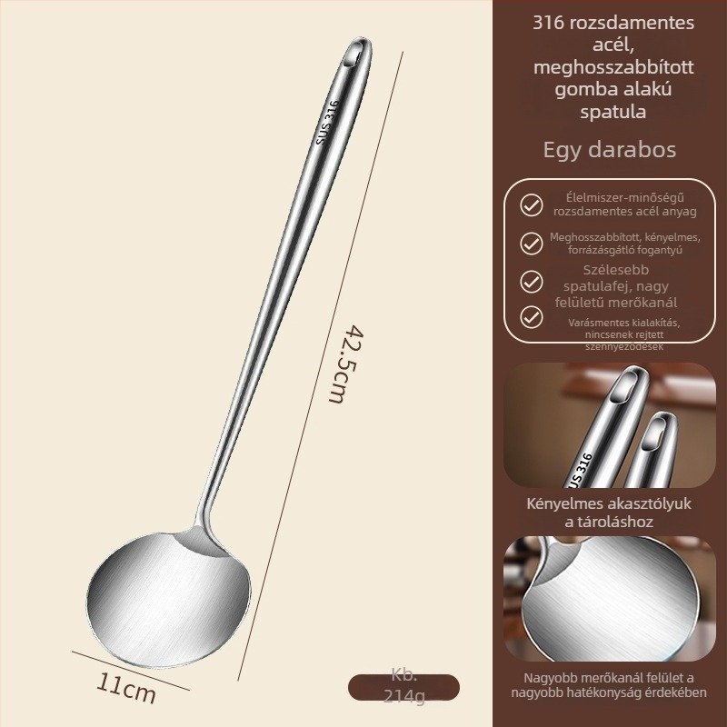Megvastagított 316 rozsdamentes acélból készült gombás formájú spatula, otthoni főzéshez, kerek spatula, konyhai eszközök készlete