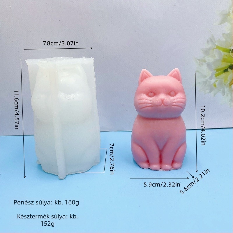 Ülő macska szilikon forma gyertyákhoz és diffúzorhoz, DIY gipsz-diffúzor szobor, otthoni dekoráció és tortaforma