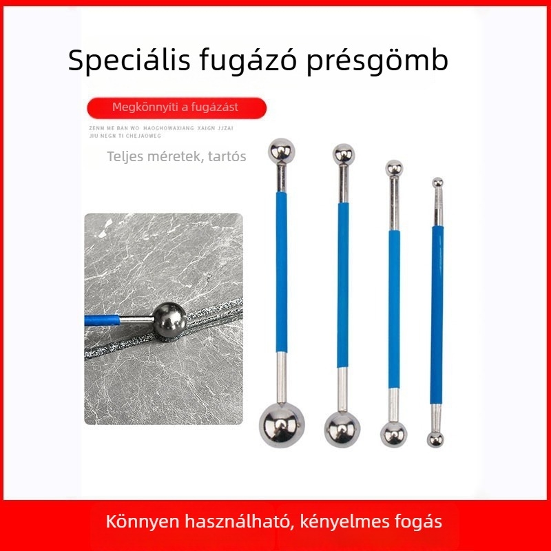 Porcelán burkolatok fugáinak nyomására szolgáló gömbök készlete, 4 darab, kettős fejű acélgömbök