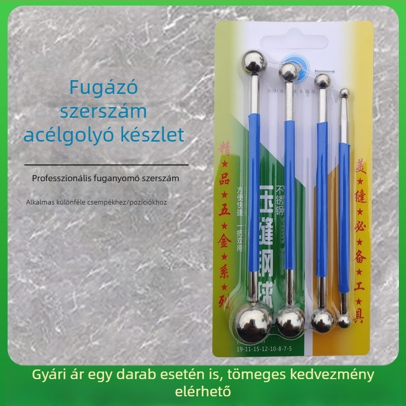 Porcelán burkolatok fugáinak nyomására szolgáló gömbök készlete, 4 darab, kettős fejű acélgömbök