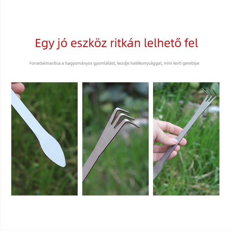 Rozsdamentes acél talajnyomó kapa kerthez és bonsaihoz — talaj lazítása és gyökér fésülése