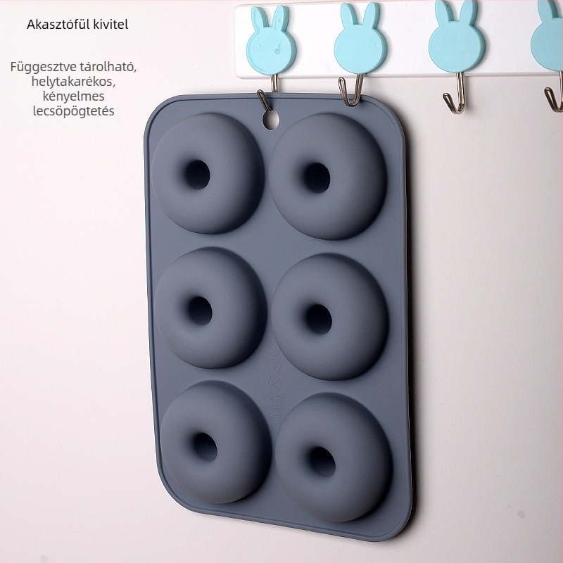 Szilikon fánkforma, 6 üreges, DIY sütéshez, hőálló