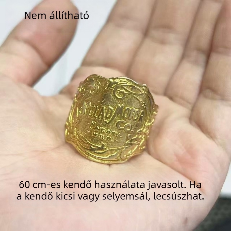 Sárgaréz négyszögletes sálcsat állítható gyűrűvel, vintage textúra, magas minőségű kiegészítő -X