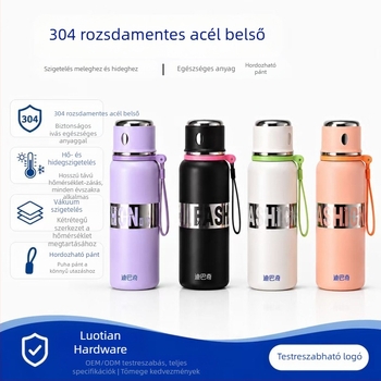 316 rozsdamentes acélból készült szigetelt palack fedéllel és pánttal, nagy kapacitású – diáknak szánt sportos vízpalack, közvetlen ivásra és tea infúziójához