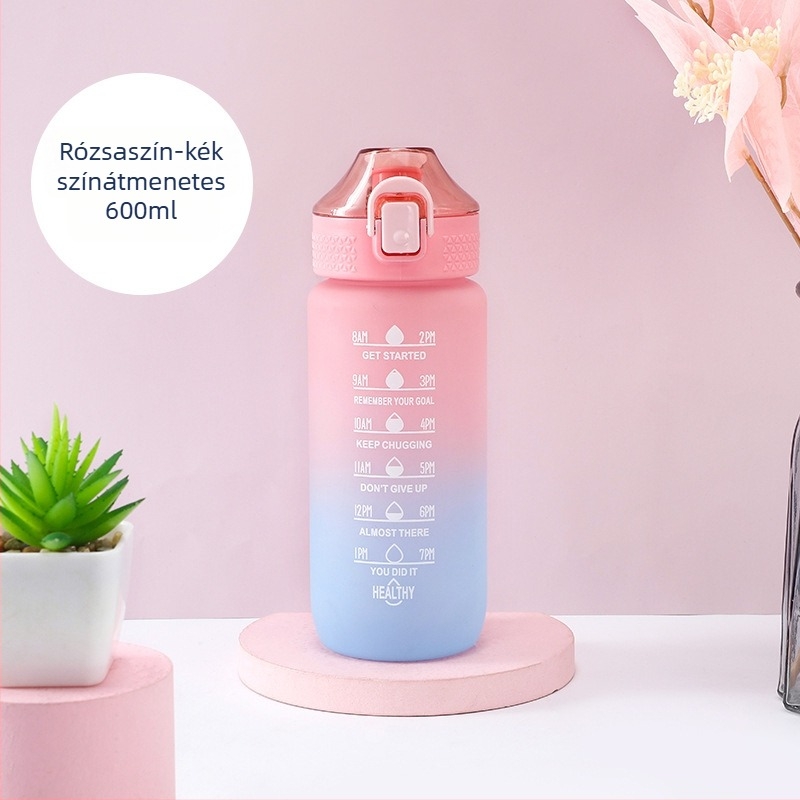 600 ml gradientes sportos vizes palack, matt felület, űrhöz ihletett dizájn, hordozható edzéshez