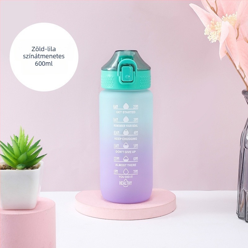 600 ml gradientes sportos vizes palack, matt felület, űrhöz ihletett dizájn, hordozható edzéshez