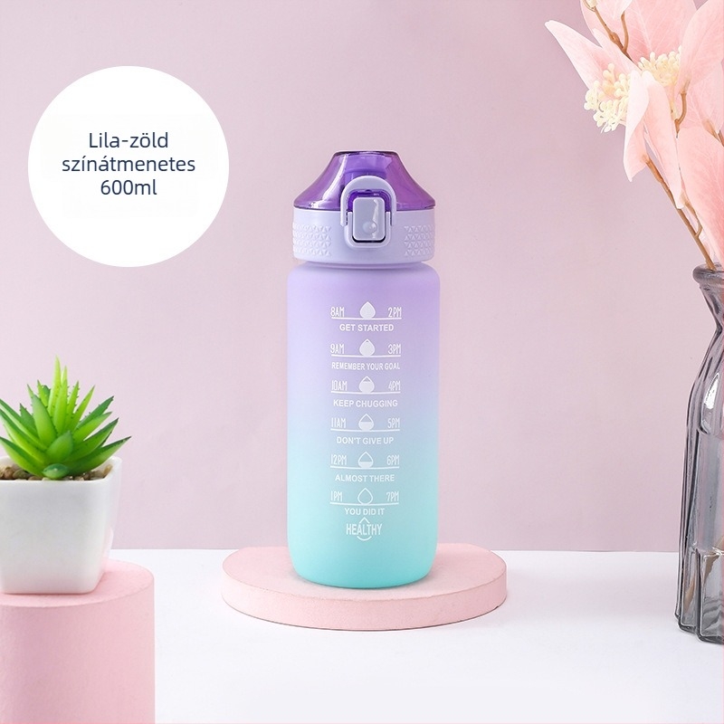600 ml gradientes sportos vizes palack, matt felület, űrhöz ihletett dizájn, hordozható edzéshez