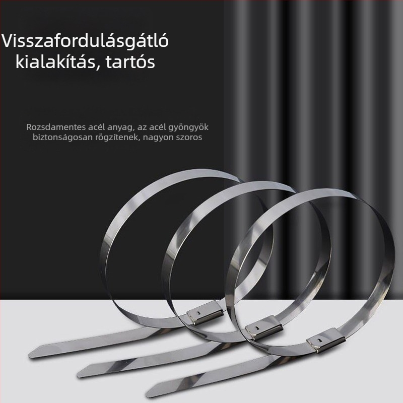 304 rozsdamentes acél kábelkötegek, 4,6 mm széles, önzáró fém szalagok címkével, tengeri felhasználás, korrózióálló