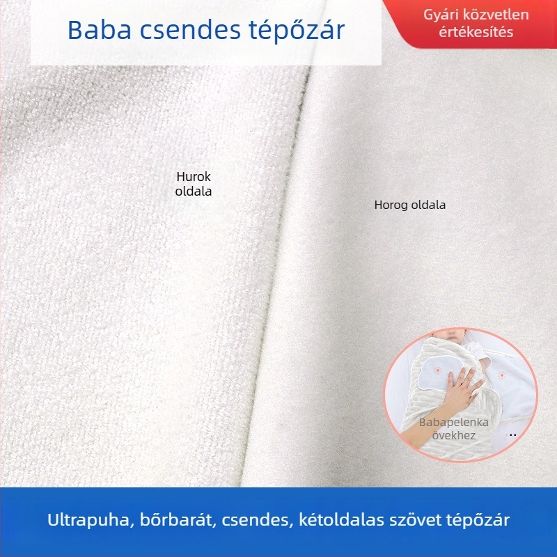 Kétoldalas szövetes Velcro babáknak, puha bolyhos anyag, csendes öntapadó hook-and-loop záró