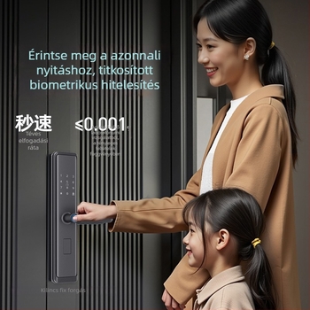 Q5 ujjlenyomat-olvasós okos ajtózár bejárati ajtóhoz, hozzáférés jelszó és kulcs, félautomata elektronikus zár