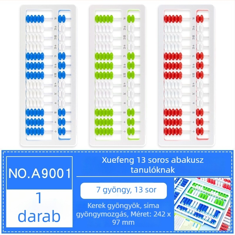 A9001 abakusz általános iskola számára, első és második osztály, összeadás és kivonás tanításához, számláló eszköz
