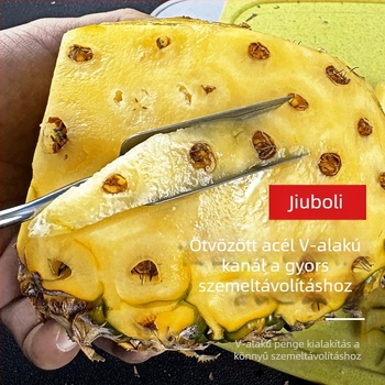 Kubori Ananász szem eltávolító három darabos készlet rozsdamentes acélból, gyümölcshámozóval, gyors szem eltávolítás, korrózióálló, könnyen tisztítható