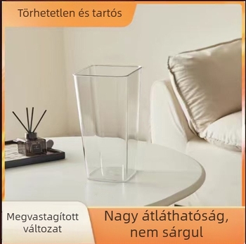 Átlátszó akril hidropóniás váza a nappaliba, ütésálló, mély tartály, könnyed luxus stílus növényi dekorációhoz.