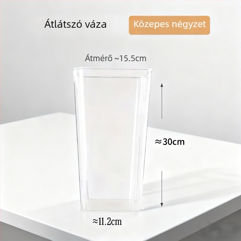 Átlátszó akril hidropóniás váza a nappaliba, ütésálló, mély tartály, könnyed luxus stílus növényi dekorációhoz.
