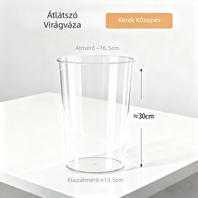 Átlátszó akril hidropóniás váza a nappaliba, ütésálló, mély tartály, könnyed luxus stílus növényi dekorációhoz.