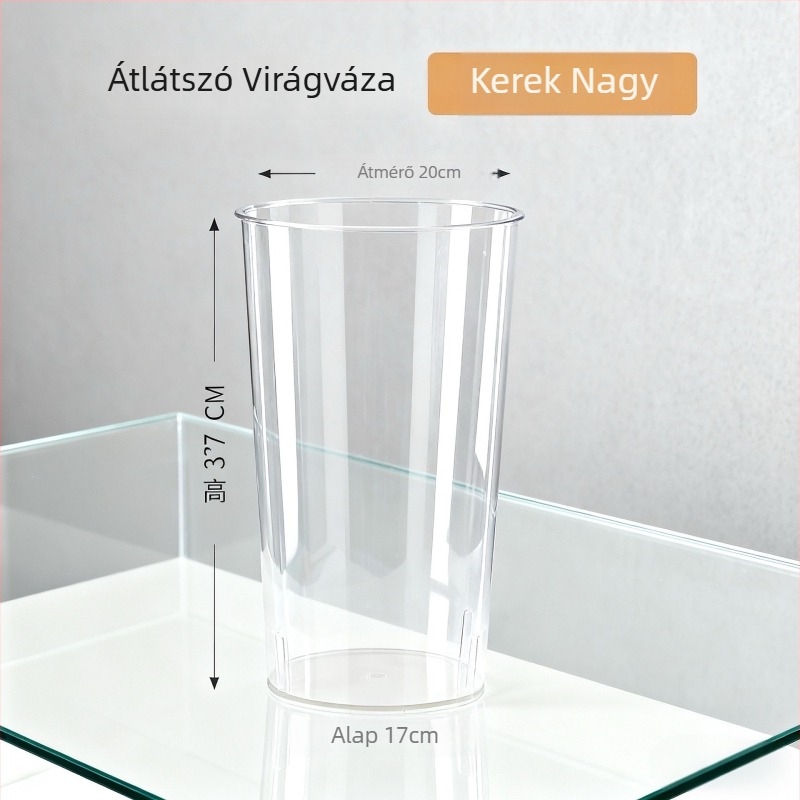 Átlátszó akril hidropóniás váza a nappaliba, ütésálló, mély tartály, könnyed luxus stílus növényi dekorációhoz.
