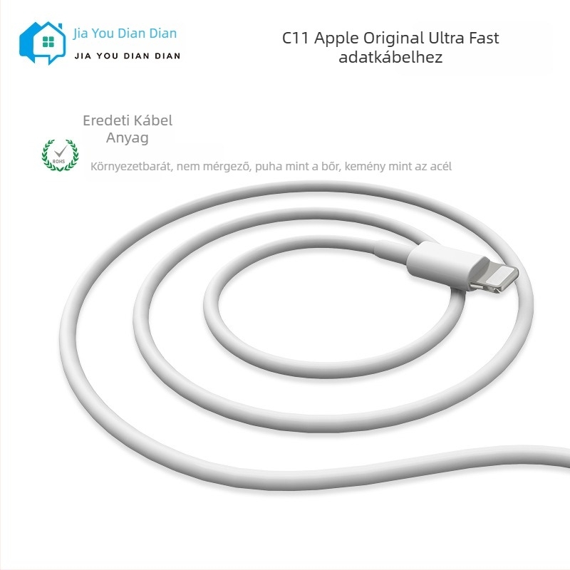Jiayou Diandian eredeti Lightning adatkábel intelligens chippel iPhone 6-14 sorozathoz, G-C11, fehér
