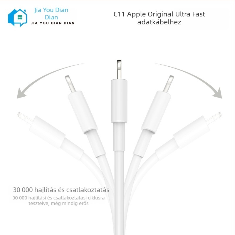 Jiayou Diandian eredeti Lightning adatkábel intelligens chippel iPhone 6-14 sorozathoz, G-C11, fehér