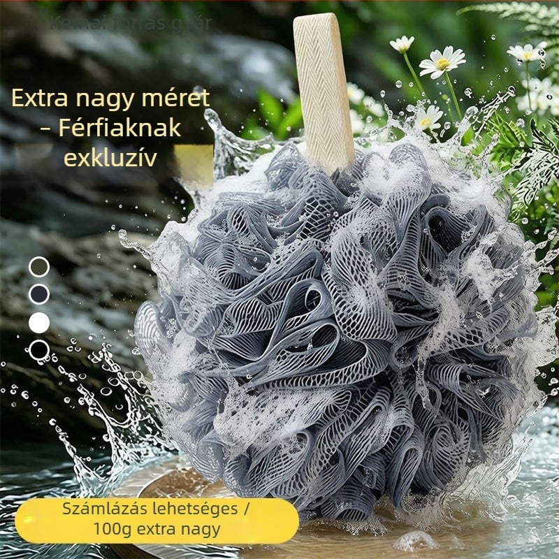 100 g-os extralarge puha fürdőlabda dörzsöléshez és habosításhoz, férfiaknak