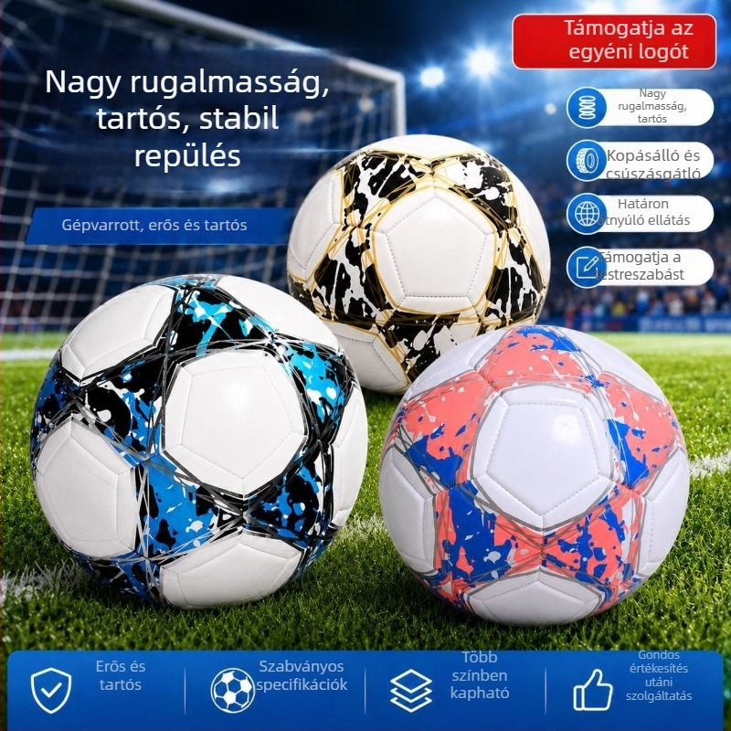 5-ös méretű futball testreszabható logóval kültéri edzéshez és mérkőzésekhez, gépi varrással, felnőtteknek és fiataloknak
