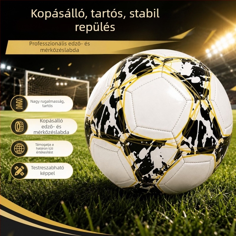 5-ös méretű futball testreszabható logóval kültéri edzéshez és mérkőzésekhez, gépi varrással, felnőtteknek és fiataloknak