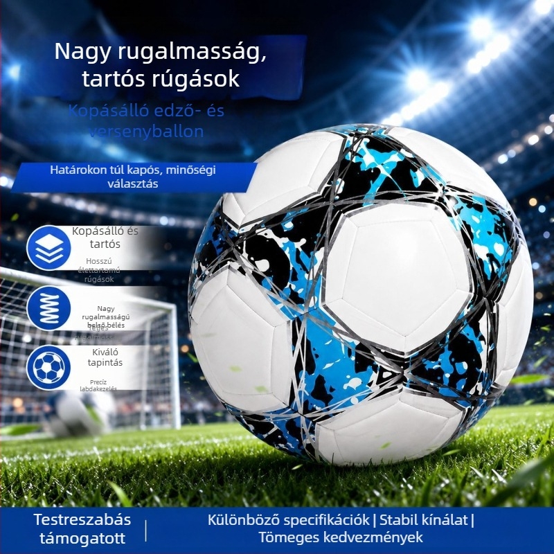 5-ös méretű futball testreszabható logóval kültéri edzéshez és mérkőzésekhez, gépi varrással, felnőtteknek és fiataloknak