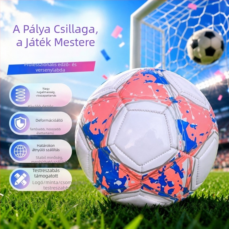 5-ös méretű futball testreszabható logóval kültéri edzéshez és mérkőzésekhez, gépi varrással, felnőtteknek és fiataloknak