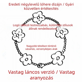 Női 18K karneol karkötő négylevelű lóhere és ötpetál virággal, vastagított minimalist design